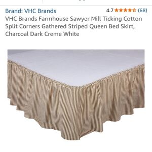 VHC Brands Sawyer Mill Ticking Cotton Gathered Striped Queen Bedskirt